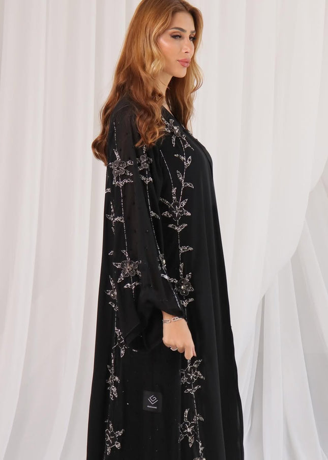 Khaleeji Contrast Panel Abaya