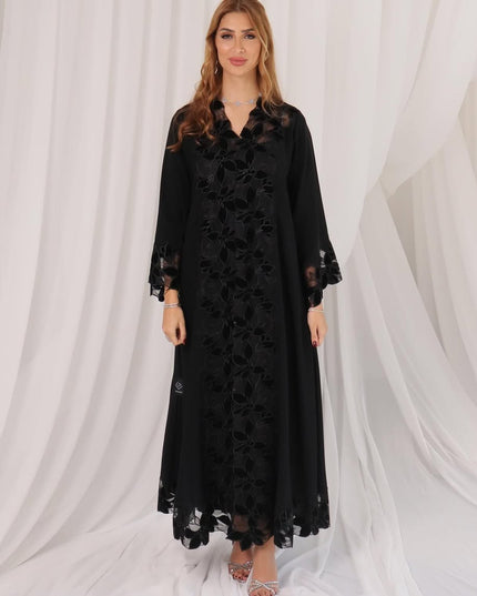 Black Abaya with Artistic Embroidery
