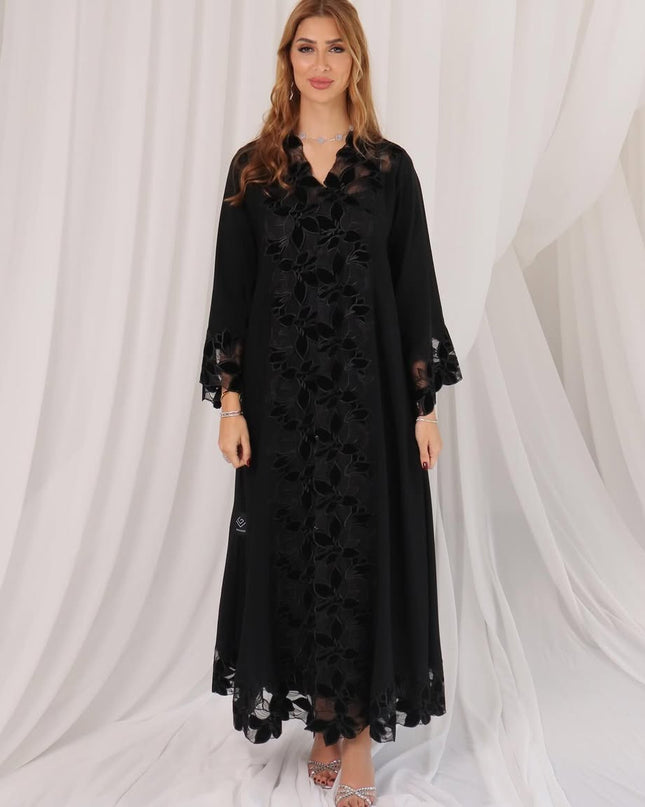 Black Abaya with Artistic Embroidery