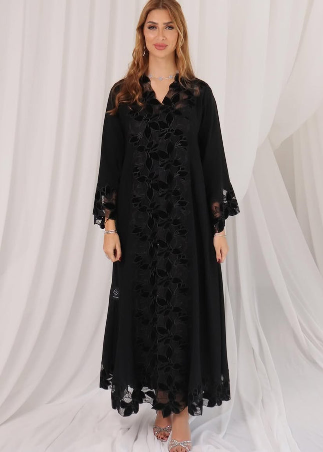 Black Abaya with Artistic Embroidery